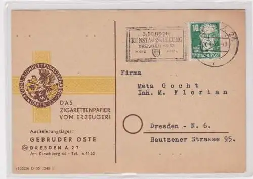905578 Reklame AK Fein- und Zigarettenpapierfabrik Köbeln Lager Dresden 1953
