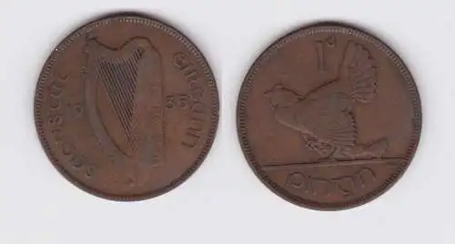 1 Pingin Bronze Münze Irland 1935 (142480)
