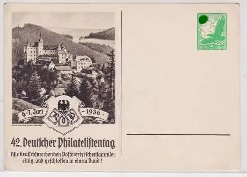 90564 DR Ganzsachen Postkarte PP142/C3/02 42.dt Philatelistentag Lauenstein 1936