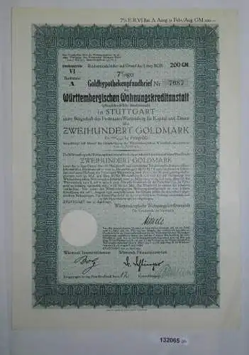 200 Reichsmark Württembergische Wohnungskreditanstalt Stuttgart 1931 (132065)