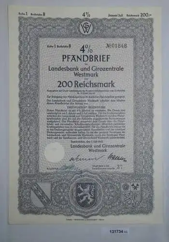 200 Reichsmark Landesbank & Girozentrale Westmark Saarbrücken 1.7.1942 (131734)