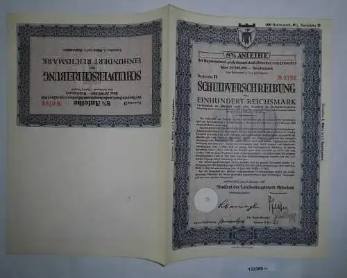 100 Reichsmark Schuldverschreibung Landeshauptstadt München 21.2.1929 (132366)