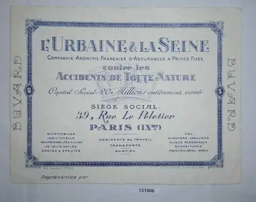 Stückaktie L'Urbaine & La Seine Compagnie Anonyme française Paris (131506)