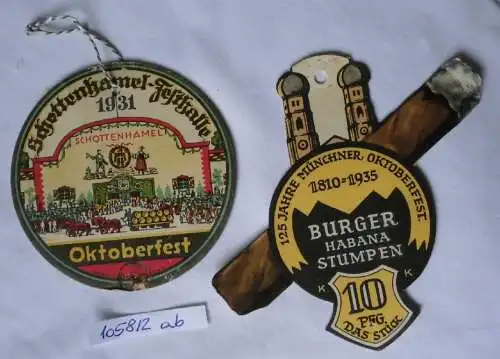 Reklame Pappschilder Oktoberfest München 1931 und 1935 (105812)