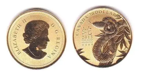 20 Dollar Silber Münze Kanada Schlange 2013 polierte Platte (115869)