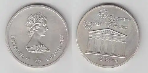 10 Dollar Silber Münze Canada Kanada Olympiade Montreal Zeustempel 1974 (115584)