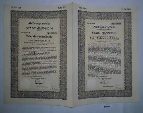 12,5 Reichsmark Ablösungsanleihe der Stadt Mannheim 1.Dezember 1927 (131883)