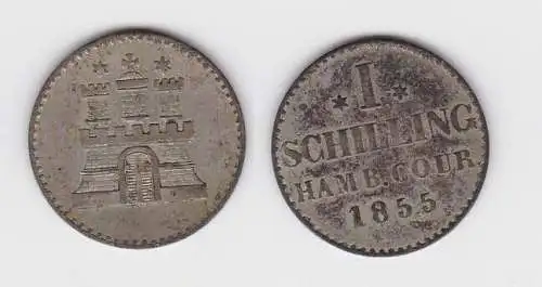 1 Schilling Silber Münze Hamburg 1855 (130749)