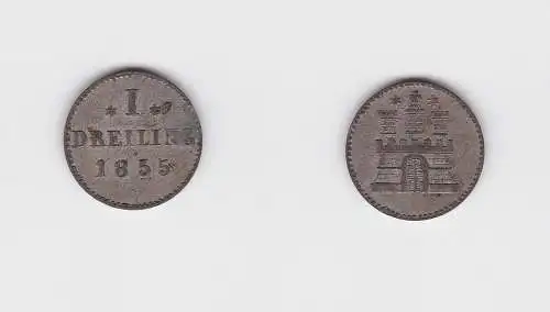 1 Dreiling Silber Münze Hamburg 1855 (130190)