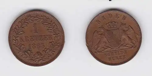 1 Kreuzer Kupfer Münze Baden 1863 vz (130231)