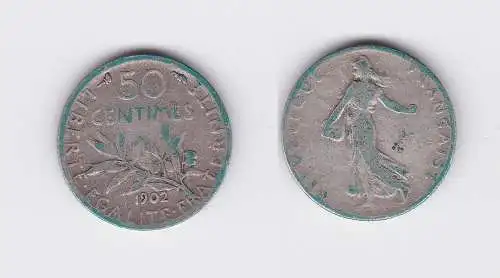 50 Centimes Silber Münze Frankreich 1902 (119896)
