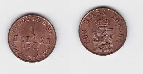 1 Heller Kupfer Münze Hessen Kassel 1861 prfr. (130879)