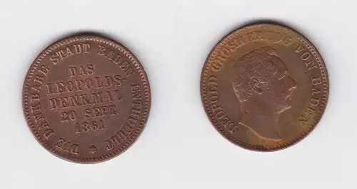 Gedenkkreuzer Kupfer Münze Baden Leopoldsdenkmal 1861 (132402)