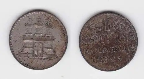 1 Schilling Silber Münze Hamburg 1855 (133539)