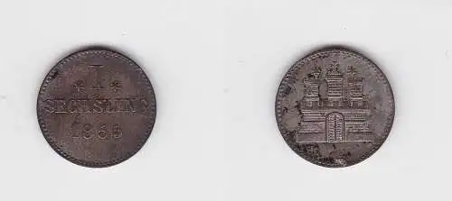 1 Sechsling Silber Münze Hamburg 1855 (130583)
