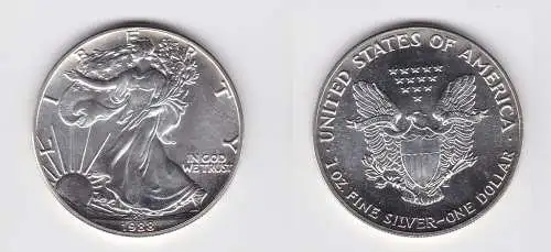 1 Dollar Silber Münze Silver Eagle USA 1988 1 Unze Feinsilber (133442)