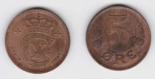 5 Öre Kupfer Münze Dänemark 1920 (133414)