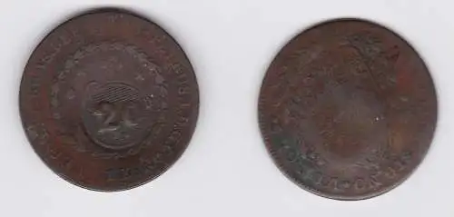 20 Reis Kupfer Münze Brasilien Überprägung auf 40 Reis Münze um 1830 (133614)