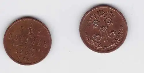 1/2 Kopeke Kupfer Münze Russland 1909 (133565)