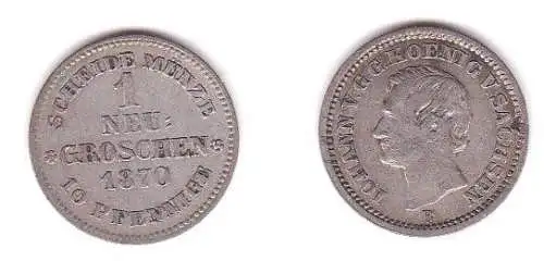 1 Neu Groschen Silber Münze Sachsen 1870 B (110504)