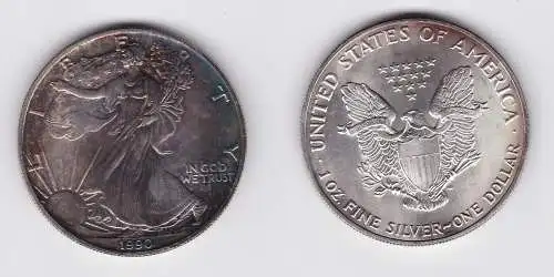1 Dollar Silber Münze Silver Eagle USA 1990 1 Unze Feinsilber (130220)