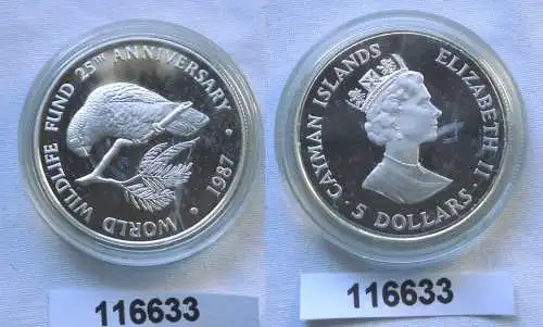 5 Dollar Silber Münze Cayman Islands Kayman Inseln 1987 (116633)