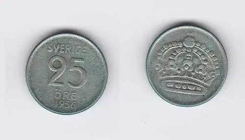 25 Öre Silber Münze Schweden 1956 (118622)