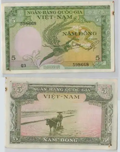 5 Dong Banknote South Vietnam (1955) Pick 2 (140388)
