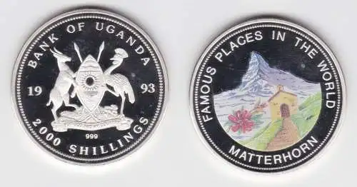 1000 Shillings Farbmünze Uganda 1993 Matterhorn (141253)