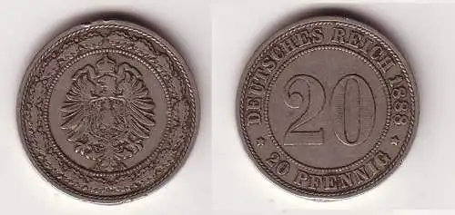 20 Pfennig Nickel Münze Deutsches Reich 1888 A Jäger Nr.6 (104334)