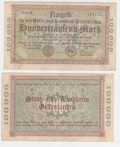 Banknote 100000 Mark Stadt- und Landkreis Gelsenkirchen 21.Juli 1923 (112804)