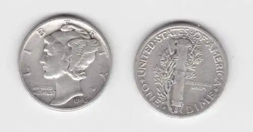 1 Dime Silber Münze USA 1943 Liberty (142736)