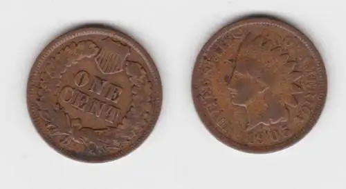 1 Cent Kupfer Münze USA 1905 (142671)