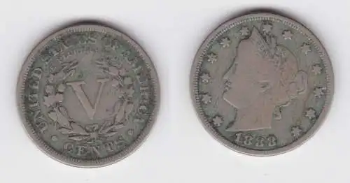 5 Cents Kupfer Nickel Münze USA 1888 (141927)