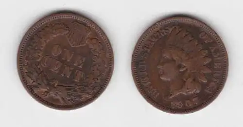 1 Cent Kupfer Münze USA 1907 (142778)