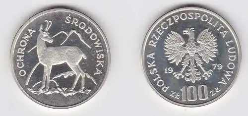 100 Zloty Silber Münze Polen Gemse 1979 PP (131108)