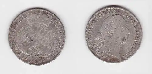 10 Kreuzer Silber Münze Pfalz Kurlinie 1764 A.S. (130255)