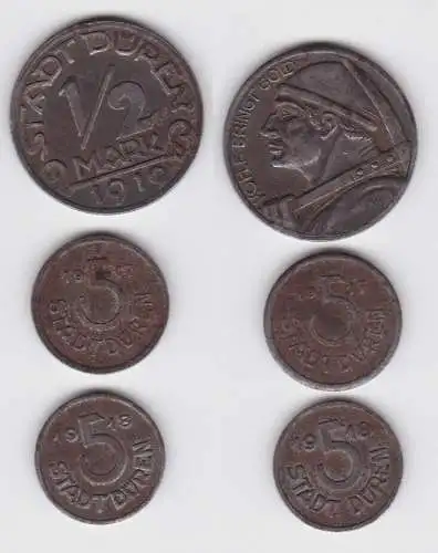 2 x 5 Pfennig, 1/2 Mark Eisen Notmünzen Stadt Düren 1917-1919 (141092)