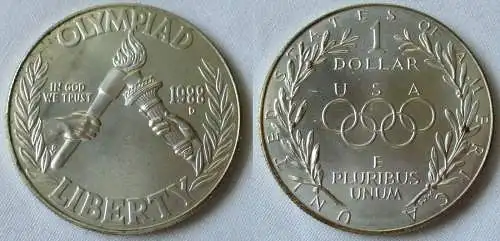 1 Dollar Silber Münze USA Vereinigte Staaten Olympiade Seoul 1988 D (112085)