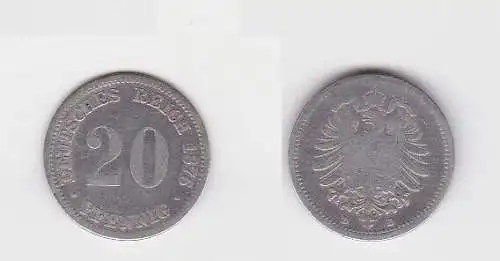 20 Pfennig Silber Münze Deutsches Reich 1876 D  (131296)