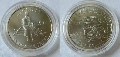 1/2 Dollar Kupfer-Nickel Münze USA Gedenkstätte Gettysburg 1995 (117343)