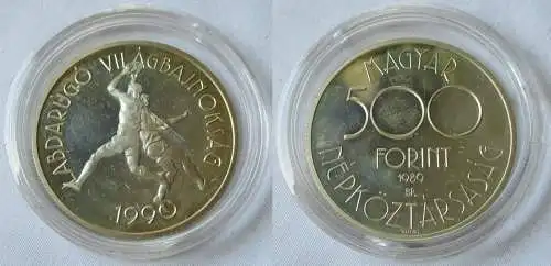 500 Forint Silber Münze Ungarn 1989 Fussball WM 1990 Italien (108529)