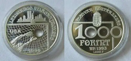 1000 Forint Silber Münze Ungarn 1993 Fussball WM USA 1994 (105587)