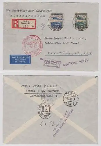 Einschreiben Zeppelinbrief nach Nordamerika mit Mi: 606/607, 1936 (124756)
