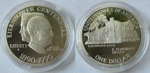 1 Dollar Silber Münze USA 1990 Eisenhower Home (113317)