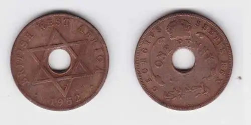 1 Penny Kupfer Münze Britisch Westafrika 1952 Lochmünze (131537)