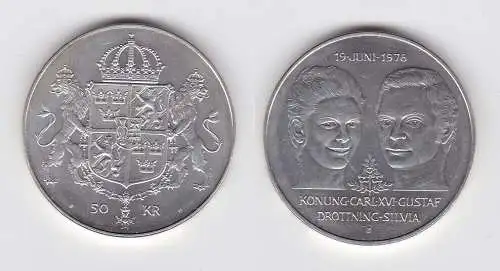 50 Kronen Silbermünze Schweden Hochzeit von Carl XVI. Gustaf und Silvia (131380)