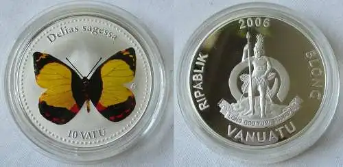10 Vatu Farbmünze Vanuatu 2006 Schmetterling Delias Sagessa (10541)
