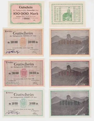 4 Banknoten Inflation Stadtgemeinde Annweiler 1923 (137269)
