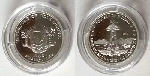 500 Francs Silbermünze Elfenbeinküste Cote D´Ivoire 2008 (118373)